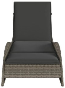 szürke polyrattan napozóágy párnával 60x205x73 cm