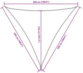 háromszög alakú bézs oxford szövet napvitorla 5 x 5 x 5 m