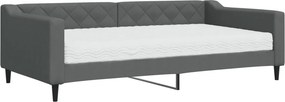 vidaXL sötétszürke szövet kanapéágy matraccal 100 x 200 cm