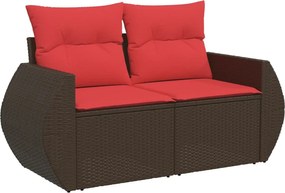 vidaXL kétszemélyes barna polyrattan kerti kanapé párnákkal