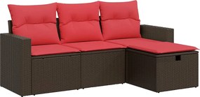 vidaXL 4 részes barna polyrattan kerti ülőgarnitúra párnákkal