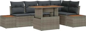 vidaXL Kerti Kanapé Szett tárolóval 6 pcs Szürke Poli rattan