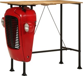 vidaXL piros és barna tömör mangófa traktor bárasztal 55x120x107 cm