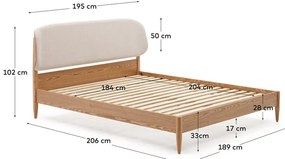 Bézs-natúr színű kőrisfa franciaágy ágyráccsal 180x200 cm Octavia – Kave Home