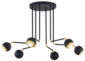 Jupiter 1987 - Csillár rúdon VILAR 6xGU10/10W/230V fekete/arany