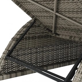 szürke polyrattan napozóágy sötétszürke párnával