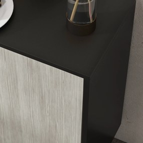 HOMCOM Konyhai Büfé Tároló Szekrény 2 Szekrénnyel, Állítható Polcokkal, 121 x 37 x 75 cm, Fekete és Szürke Fa Megjelenés | Aosom