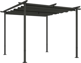 Outsunny Pergola 3x3m Kerti Pavilon Terasz Napernyő Fém Szerkezettel, Állítható Napernyő, UV Védelem 30+ Szabadonálló Napernyő Teraszra és Kertbe, Söt
