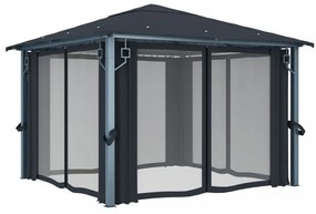 antracitszürke alumíniumpavilon függönnyel 300 x 300 cm