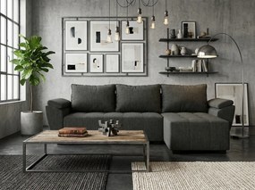 Kinyitható, kétoldalas L alakú ülőgarnitúra LIVARO 251x140 cm, sötétszürke