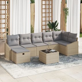 8 részes Kert Sofa Szett Párnákkal Bézs Polirattan