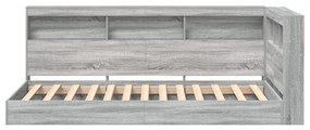 Könyvespolc ágy Szürke Sonoma 90x200 cm Feldolgozott fa