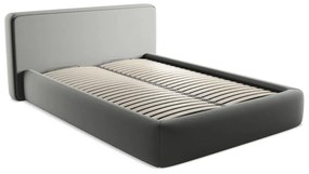 Szürke kárpitozott ágyneműtartós franciaágy ágyráccsal 140x200 cm Kiana – Makamii