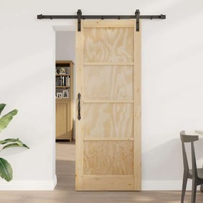 Csúszóajtó Természetes és fekete 78 x 202 cm