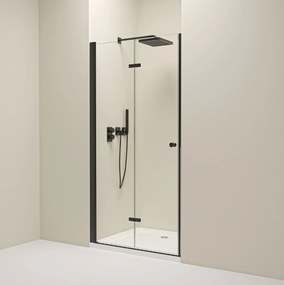 Erga Berlin, nyitható zuhanyajtó 120x195 cm, 6 mm átlátszó üveg, fekete profil, ERG-V02-BERLIN-D120-BK
