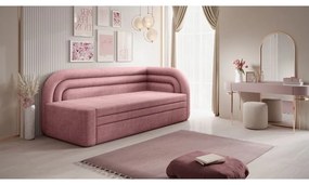 Rózsaszín zsenília kinyitható-tárolóhelyes kanapé jobb oldali 223 cm Fabillo – ELTAP