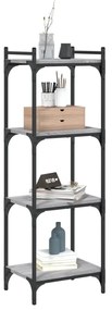 4 szintes szürke sonoma szerelt fa könyvespolc 40 x 30 x 120 cm