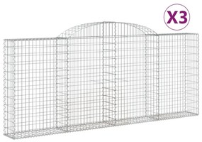 3 db íves horganyzott vas gabion kosár 300x30x120/140 cm