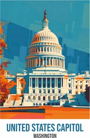 PlakĂĄt 68x98 cm, EgyesĂŒlt Ăllamok, Washington, Capitol