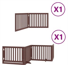 vidaXL barna nyárfa 6 paneles összecsukható kutyakapu ajtóval 480 cm
