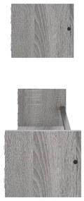 2 db szürke sonoma színű fali polc rúddal 80 x 16 x 14 cm
