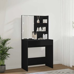 fekete fésülködőasztal LED-del 74,5 x 40 x 141 cm