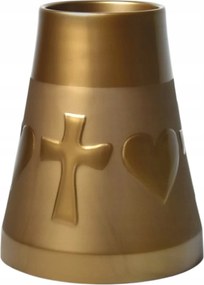 Temetői Üveg Temetői Váza Sírra Arany Szív Kereszt 26 CM Új