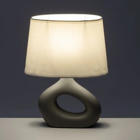 Fehér-szürke kerámia asztali lámpa textil búrával (magasság 30 cm) – Casa Selección