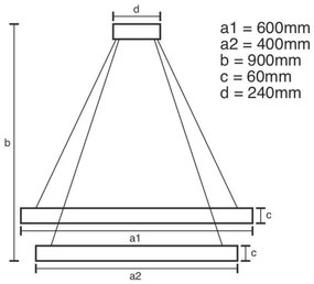 LED állítható fényerejű csillár kábellel LED/135W/230V 3000-6500K + DO