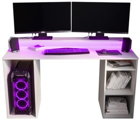 Sarok Gamer PC asztal Garrick 1 (fehér) (LED RGB világítással). 1064133
