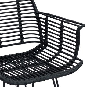 Étkezőszék 2 pcs Fekete 57 x 54.5 x 85 cm Rattan és Vas