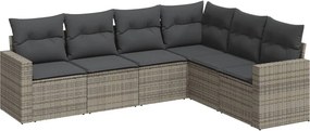 vidaXL 6 részes szürke polyrattan kerti ülőgarnitúra párnákkal