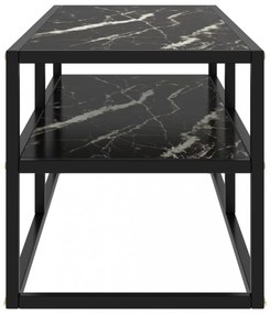 fekete TV-szekrény fekete márvány mintás üveggel 100x40x40 cm