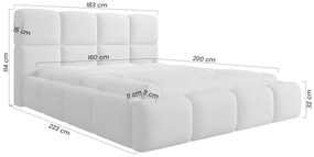 Cloud kárpitozott ágy ágyneműtartóval 160x200 cm - szürke Quelle 83 bouclé