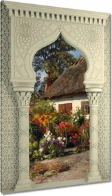 Vászonkép 80x120 Vidéki házikó virágokkal