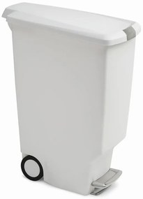 Keskeny pedálkosár 40 l, fehér műanyag, fehér