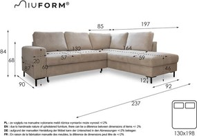 Sötétkék kordbársony kinyitható sarokkanapé (jobb oldali) Lofty Lilly – Miuform