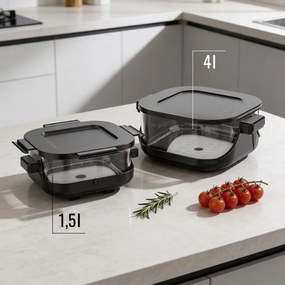 TEESA Üveg légforrós friter 4L, 1,5 L, 1500W zsírmentes fritőz, fekete