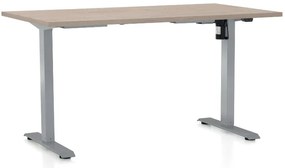 Állítható magasságú asztal OfficeTech A, 140 x 80 cm, szürke alap, tölgy