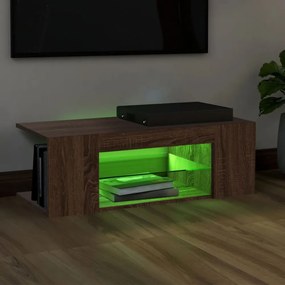 barna tölgy színű LED-es TV-szekrény 90 x 39 x 30 cm