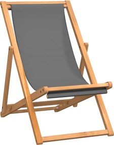 vidaXL szürke összecsukható tömör tíkfa strandszék