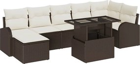vidaXL Kerti Kanapé Szett párnával 8 pcs Barna és krémszínű