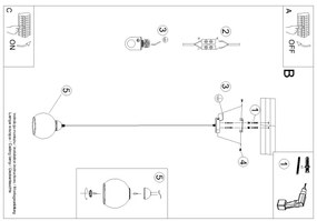 Sollux SL.1141 - Csillár zsinóron ALINO 1xE27/60W/230V fekete