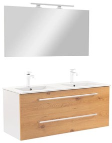 Vario Clam 120 komplett fürdőszoba bútor fehér-tölgy