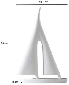 28 cm-es asztali dekoráció, gyanta, fehér