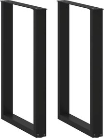 vidaXL 2 db U alakú bárasztalláb, fekete, 60 x (90-91) cm, acél