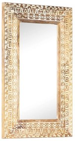 kézzel faragott tömör mangófa tükör 80 x 50 x 2,6 cm