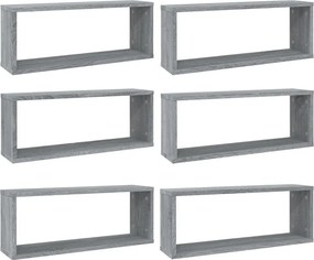 vidaXL 6 db szürke sonoma színű szerelt fa fali kockapolc 60x15x23 cm