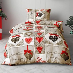 FLANEL karácsonyi mintájú ágyneműhuzat I LOVE YOU 140X200 cm