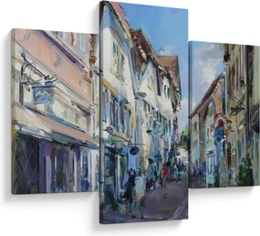 Kép - régi város sikátora, akril festmény (90x60 cm)